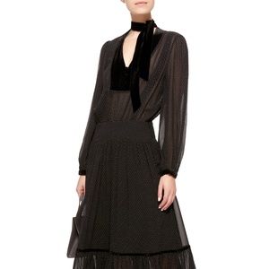 FRAME Chiffon + Velvet Dress